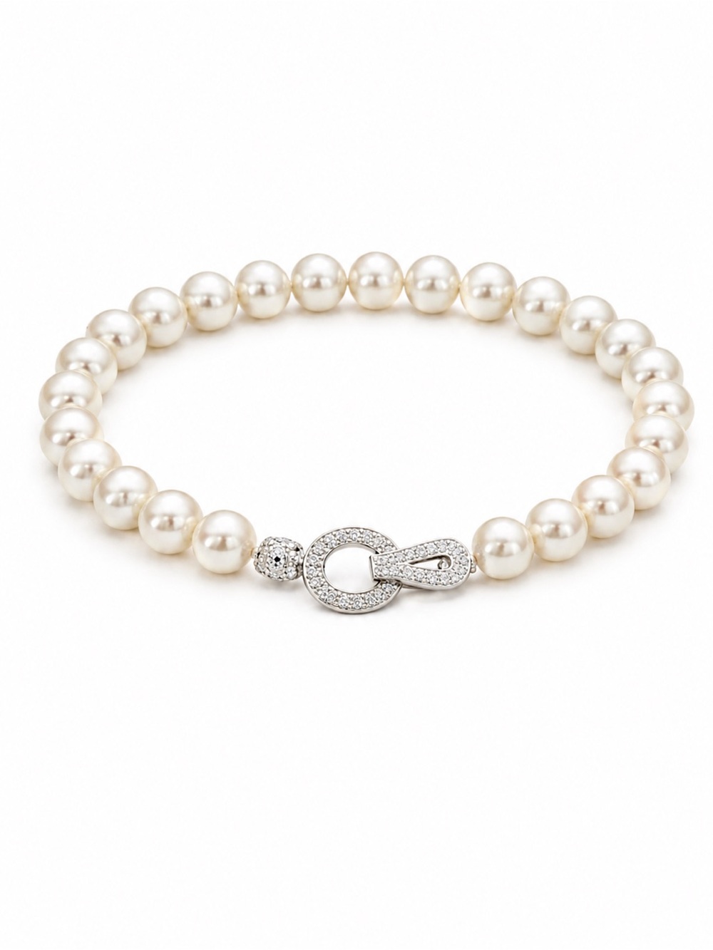 Del Mar Freshwater Pearl Clasp Silver Bracelet